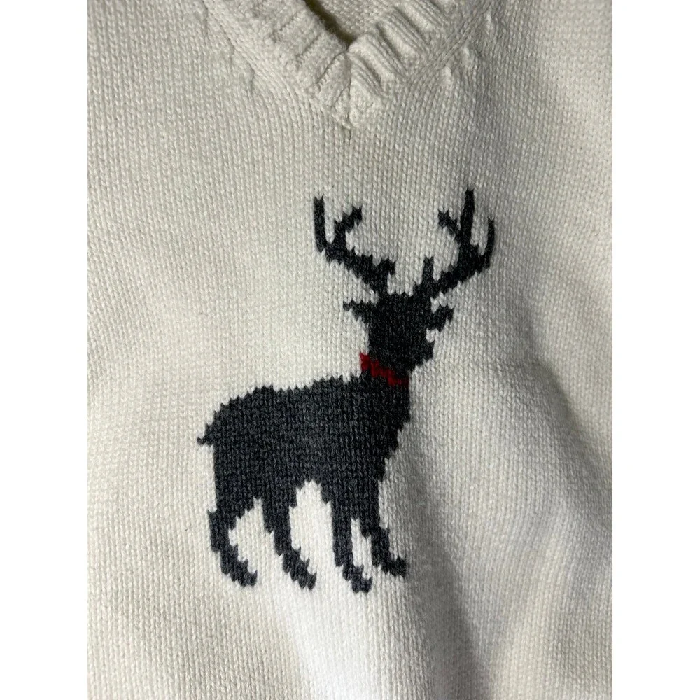 Janie and Jack 2017  Reindeer Sweater Vest cream and charcoal size 18 to 24 M